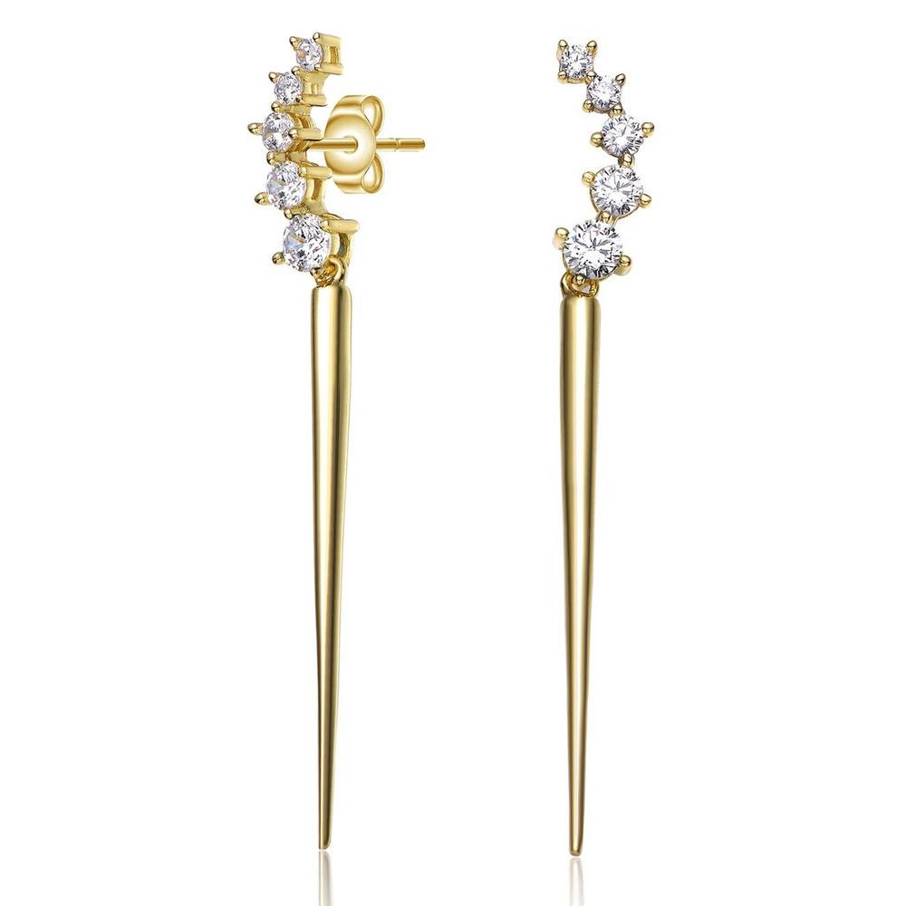 Sterling Silver 14K Gold Plated Cubic Zirconia Earrings